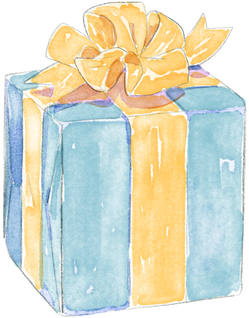 Gift Present Watercolor Illustration